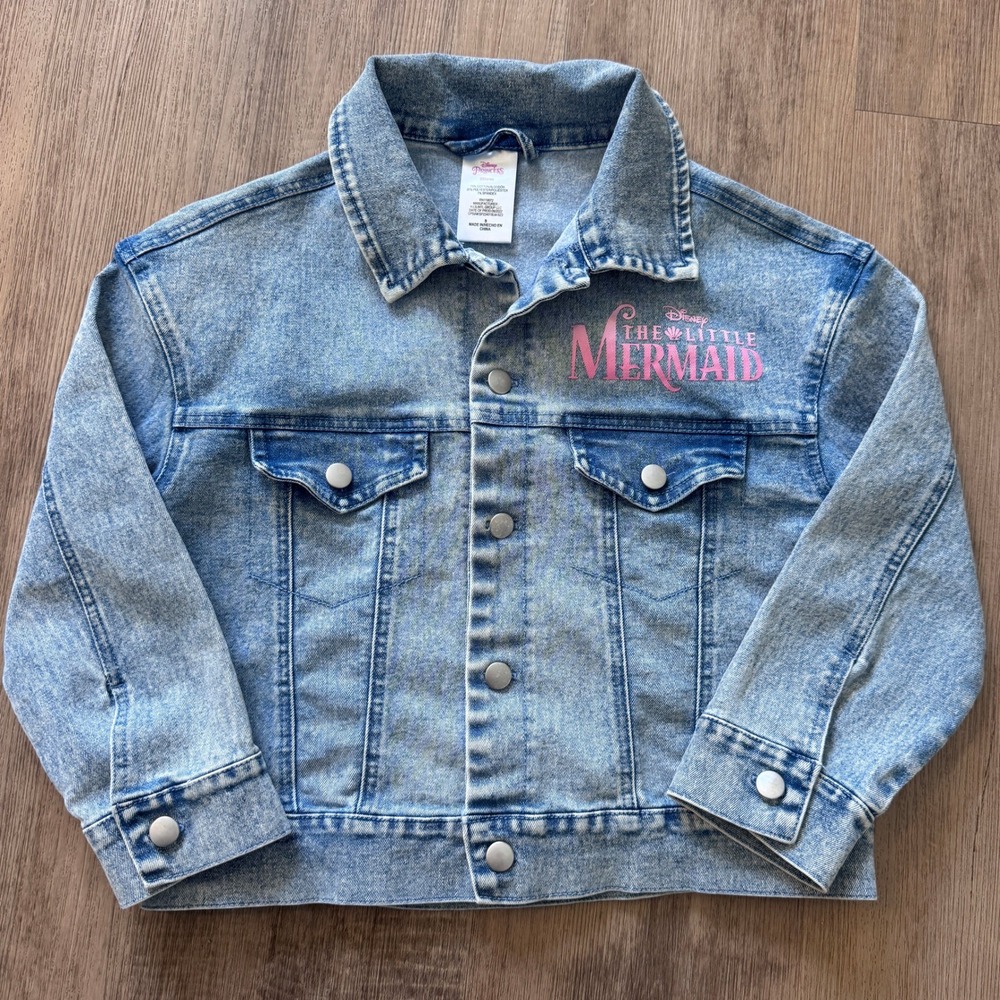 Pre-owned Girl's The Little Mermaid Ariel Disney Jean Denim Jacket Youth Small